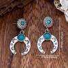 Retro Bohemian Western-Style Horseshoe Turquoise Dangle Earrings