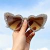2025 Peach Heart-Shaped Sunglasses with Diamond Inlay - European & American Style for Women and Men, Fashionable and Protective.