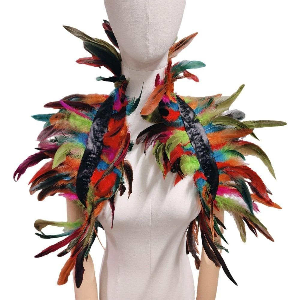 

Party Scarf Feather Fake Collar Gothic Style Feather Shrug Party Holiday Dress Up Cosplay Costumes коричневий