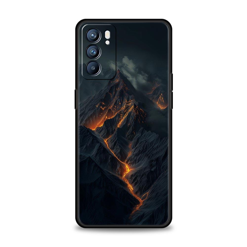Black Mountain Peak Phone Case For Oppo A17 A31 A54 A57 A78 A79 A98 Find X5 X6 Reno 6 7 8 10 11 12 13 F Pro 5G Soft TPU Cover