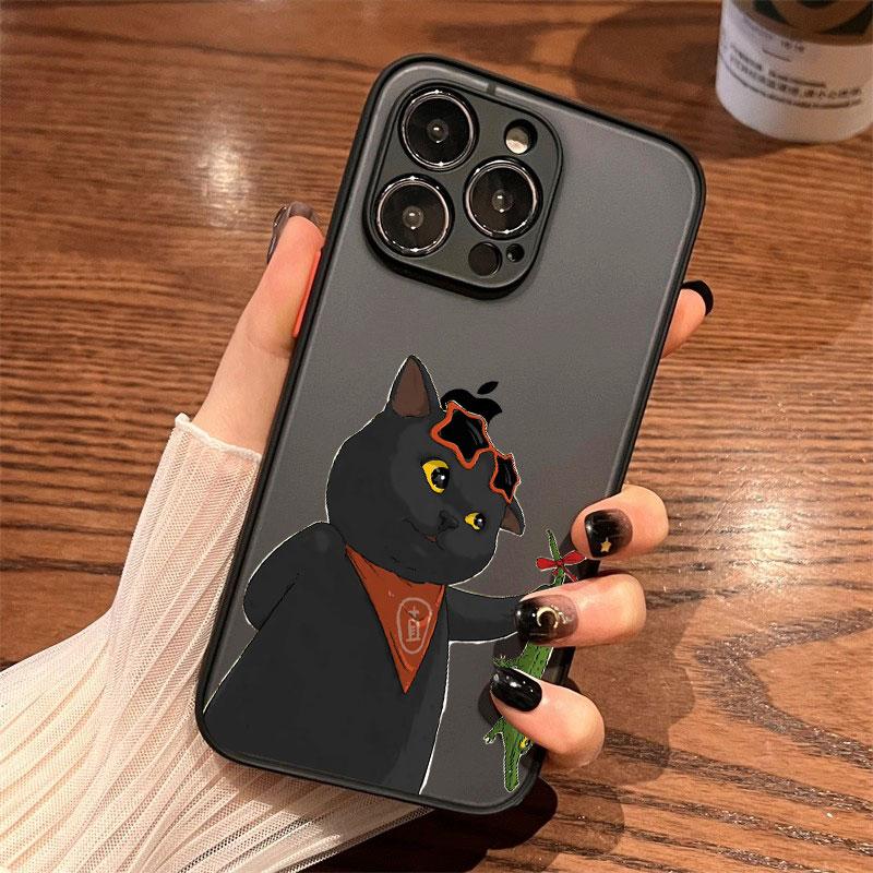 

Funny Cartoon Cats Paired Couple Phone Case For iPhone 13 11 12 Pro Max Mini 16 14 15 Pro Max Plus XS X XR SE2 8 7 Plus Covers iphone X or XS