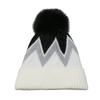 2025 autumn and winter wool knitted hat women's hairball pullover hat geometric wavy striped fleece warm hat women