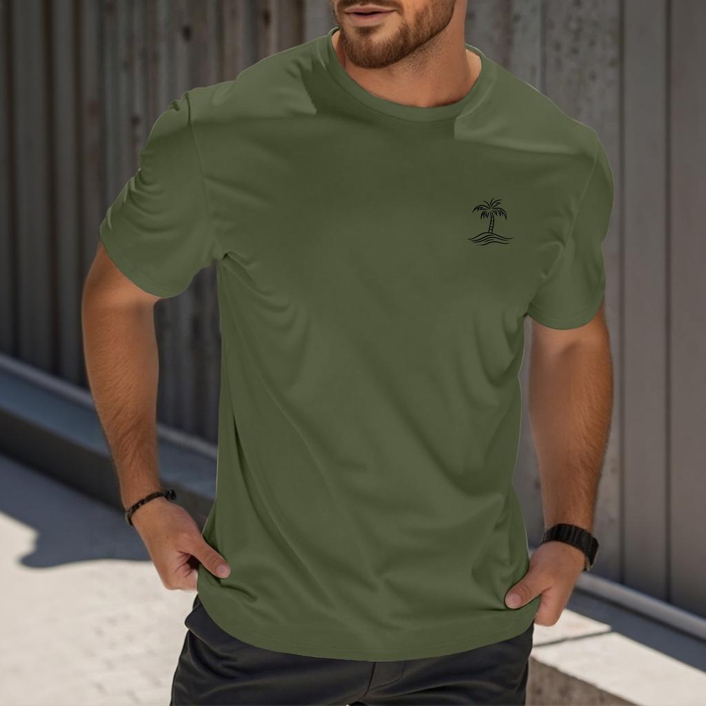 Men's Fashion Printed Round Neck Straight Shoulder Short Sleeve T-Shirt Top