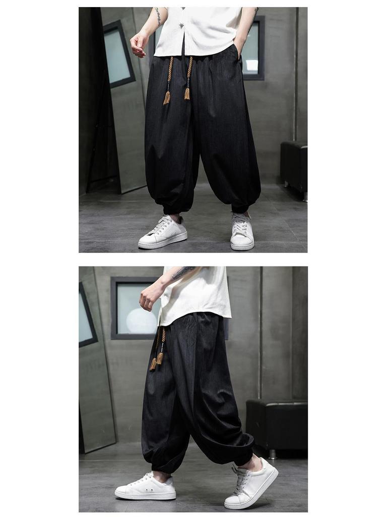 2024 Autumn/Winter Men's Chinese Style Plus Size Corduroy Harem Pants