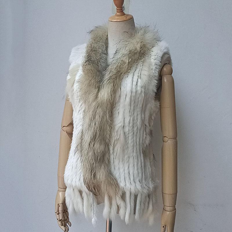 Dabīga truša kažokādas adīta veste ar