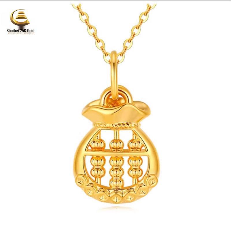 Pure Gold Slim Waist Abacus Pendant Necklace - Promotional Gift Style