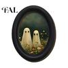 Spooky Aesthetic Room Decor Halloween Wooden Door Hanging Sign, Oval Gothic Black Cat Ghost Wall Plaque, Retro Vintage Home Waterproof Art for
