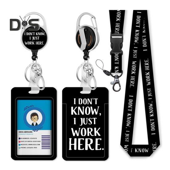 Identyfikator z smyczą, smycz dla nauczyciela z pionowym zwijaczem do identyfikatora i breloczkiem na klucze dla pielęgniarki, urzędnika, nauczyciela, personelu ochrony