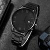 Fashion Men Business Watches Black Steel Band Roma Dial Calendar Quartz Watch Wristwatches Male Clock Best Gifts Clock for Family, Friend