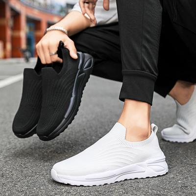 Scarpe Casual da Uomo in Rete Traspiranti Sneakers di Alta Qualità alla Moda Slip-on Leggere Nere Taglia Grande Moda Scarpa da Passeggio Tenis