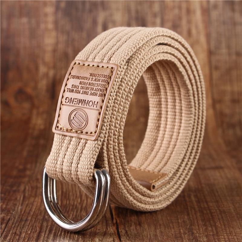 Korean Style Unisex Canvas Belt: 19 Colors, Double Ring Buckle, Casual & Business Design