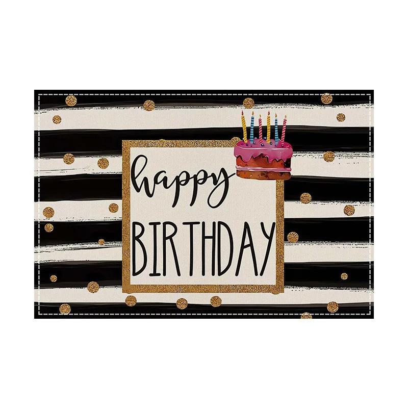 1PC New Birthday Theme Placemats Linen Happy Cake Balloon Printed Insulation Mats Home Dining Room Decorative Table Mats