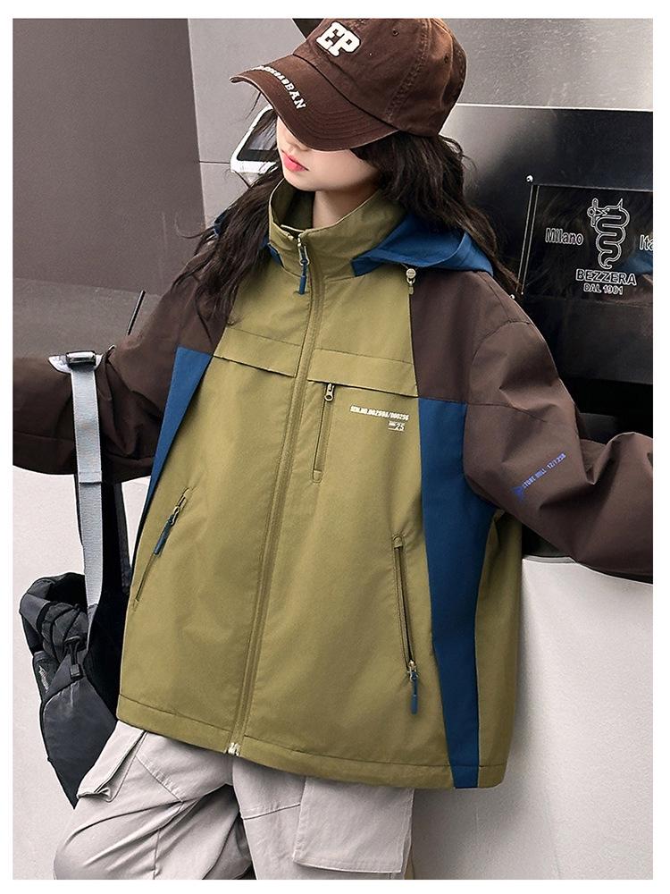 Cortavientos 3 en 1 Colorblock para Niñas 2025: Chaqueta Gruesa para Escuela Secundaria - Otoño/Invierno
