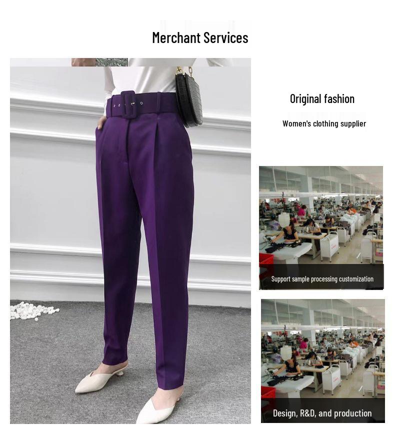 European & American Slim-Fit Straight-Leg Nine-Point Pants with Elastic Waistband