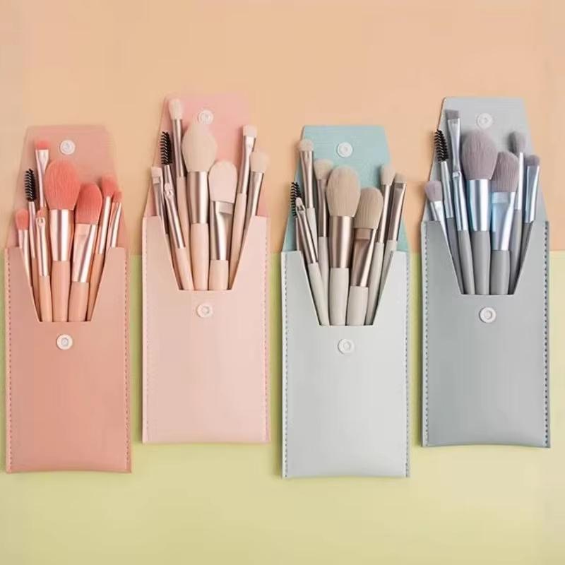 8 Pcs Premium Professional Makeup Brush Set Soft Synthetic Bristles Portable Pu Case For Daily Use Travel And Beauty Enthusiasts