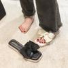 Bow Slippers Women's Summer Wear New Fashion Home Flat Bottom Non-slip Fairy Wind One-word Sandals Soft Bottom