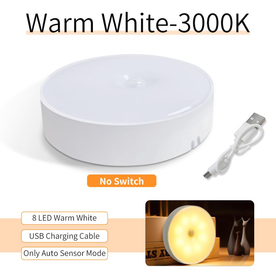 

4 шт. USB перезаряжаемый датчик движения светодиодный ночник настенный светильник для спальни ночник для кухонного шкафа детский ночник