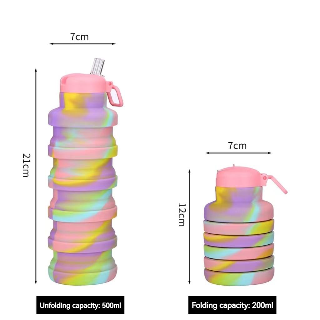 Faltbare Wasserflasche mit Ausgießer, wiederverwendbare Silikon-Wasserflasche, tragbarer Wander-Wasserbecher für Outdoor-Bergsteigen