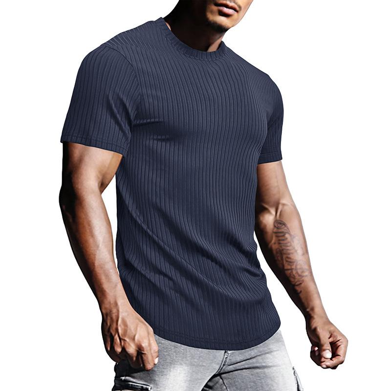 Men s Sports Tight Short-sleeved T-shirt Men s Round Neck Top Casual Fitness Shirt S