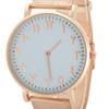 Quartz Movement Stainless Steel Strap Analog Round Dial Watch Wristwatch (Rose Gold)