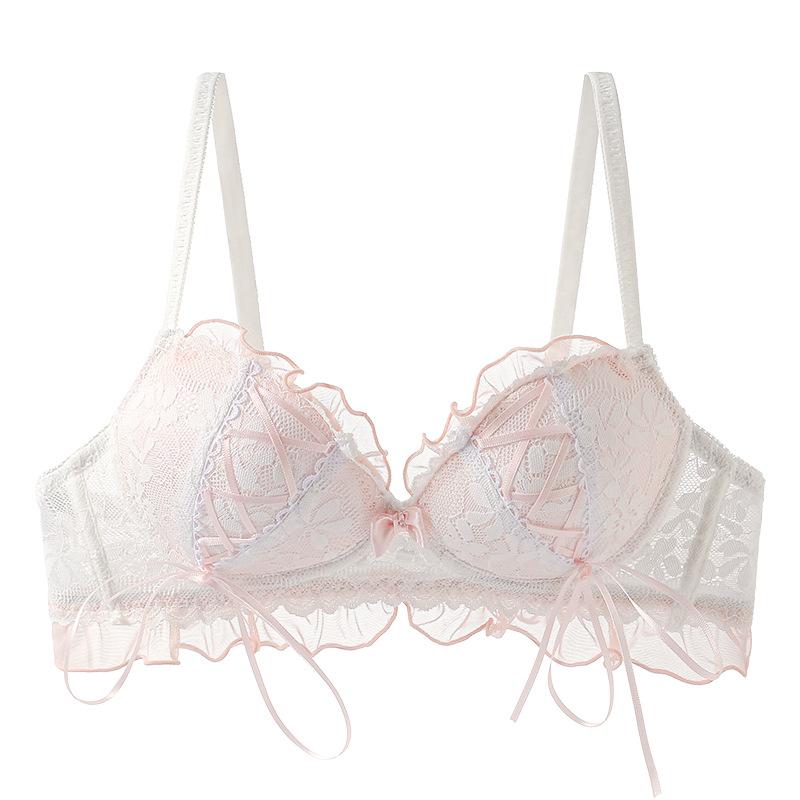Japanese Lolita Princess Wind Strap Design Girl Desire Lace Underwear Small Breasts Gather Bra Women's Bra Set