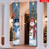 Merry Christmas Door Banner Couple Snowman Snowy Tree Scenes 1 Pair Indoor Outdoor Decor