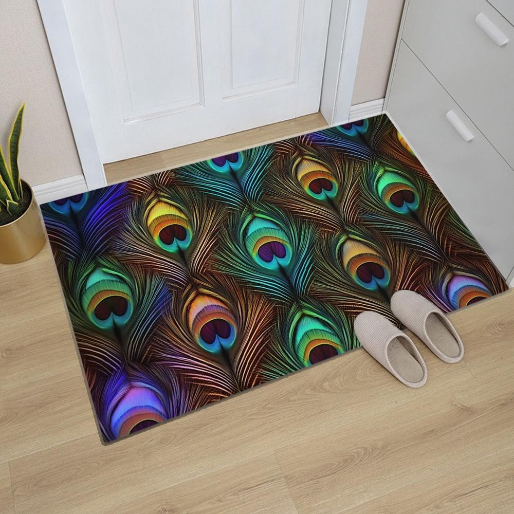 Peacock Printed Kitchen Carpet Living Room Dining Room Laundry Floor Mat Bath Balcony Hallway Non-slip Door Mat
