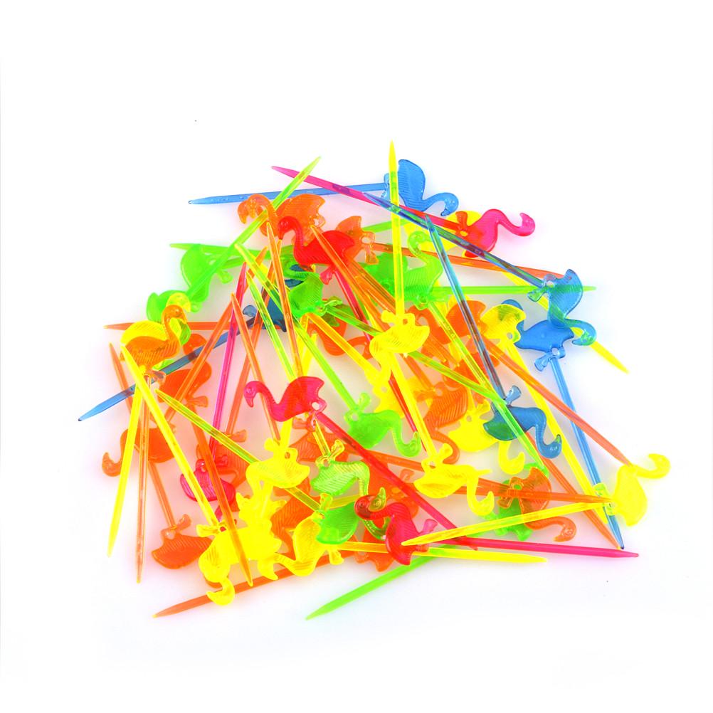 Party Supplies 50 Pcs Flamingo Food Picks Buffet Cupcake Fruit Fork Cake Dessert Salad Sticks Cocktail Toothpick Skewer Decor