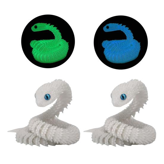 3D-Schlangenornament, Tiermodell, realistisch aussehender Leuchteffekt, kreatives, lustiges 3D-gedrucktes Schlangenspielzeug mit flexiblen Gelenken