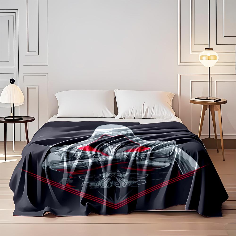 Hooded Warrior Art with Dual Daggers Design Flannel blanket for bedroom, living room, sofa, and nap sofas.