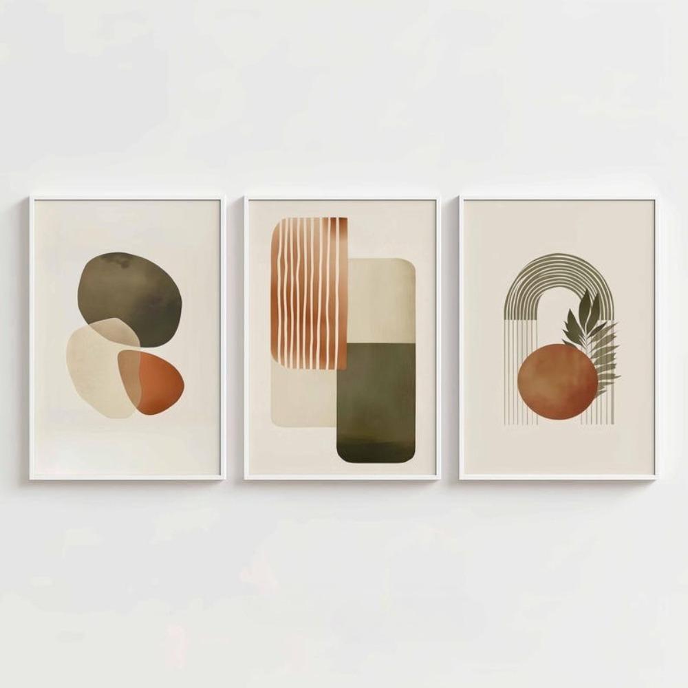 Boho Abstract Art Prints Set of 3 Printable Minimalist Abstract Neutral Prints Modern Wall Decor Bauhaus Poster Gallery Prints