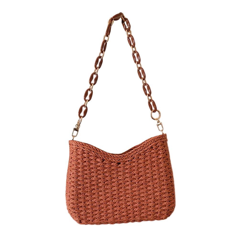 Straw Woven Shoulder Bag For Women Small Summer Beach Travel Crossbody Handbag Classical Satchel Purse