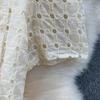 Summer Women's Embroidered Two Piece Sets Vintage Lace Splice Floral-Button Tops and Slimming Shorts Sets