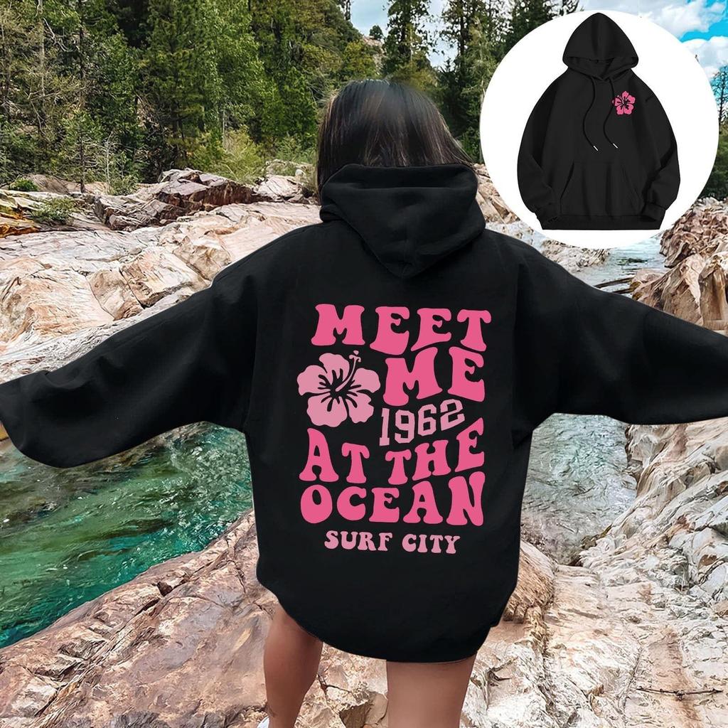 Letter Print Drop Shoulder Hoodie, XS-5XL, Autumn Collection for Men and Women
