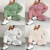 Autumn Winter Trendy Geometric Pattern Knit Pantsuit For Women Casual Lounge Wear