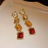 Headchain Rhinestone Tassel Earring Korean Style Sparkling Necklace Square Crystal Jewelry  Gift