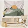 SUOTEMEIFEI Sage Green Mountain Sun Boho Tapestry,Simple Art Sunrise Nature Tapestry Sunset Landscape Abstract Aesthetic Wall Bedroom Living Room