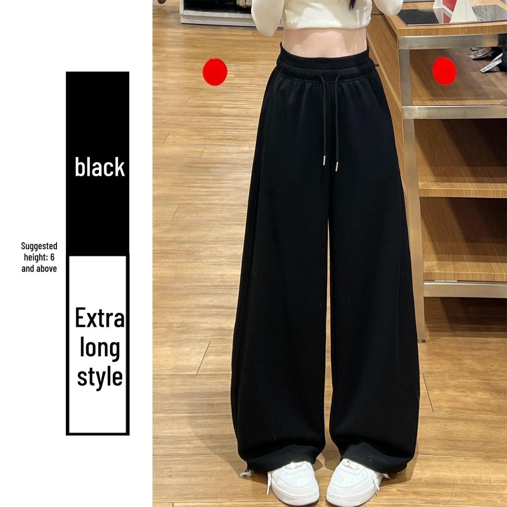 Women's Pink Wide-Leg Knife Pleat Sweatpants - Spring 2026 Korean Style, High Waist, Slimming Petite Fit
