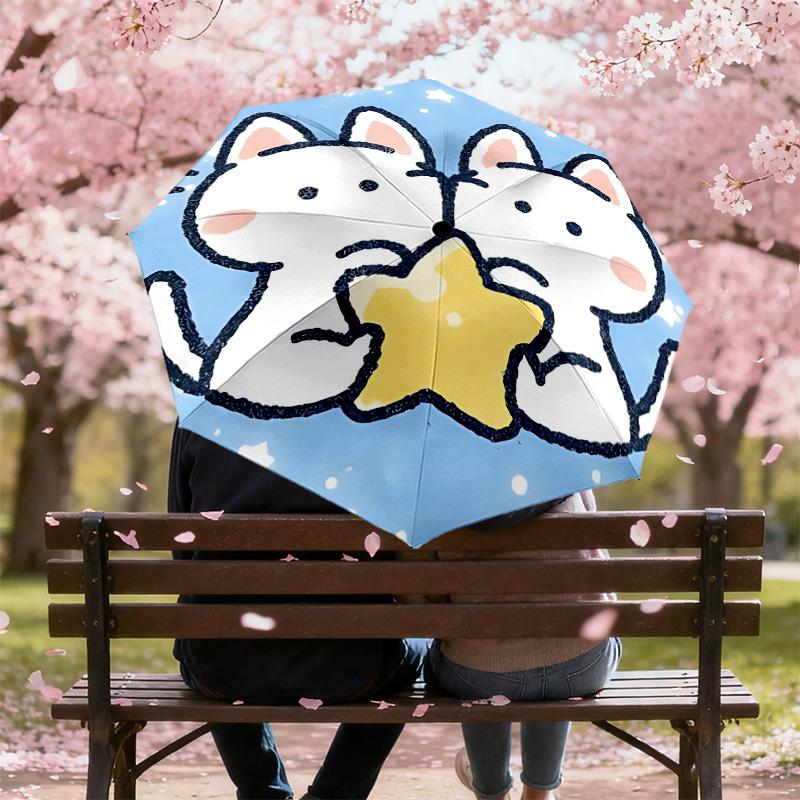 Entzückender Katze Sternenhimmel Regenschirm: Automatisches Öffnen & Schließen, Outdoor-Reiseaccessoire, Perfektes Geschenk 122