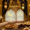 Moon Night Light Ornament LED Eid Wooden Decoration Handmade Eid Desktop Ornament  Table Decoration