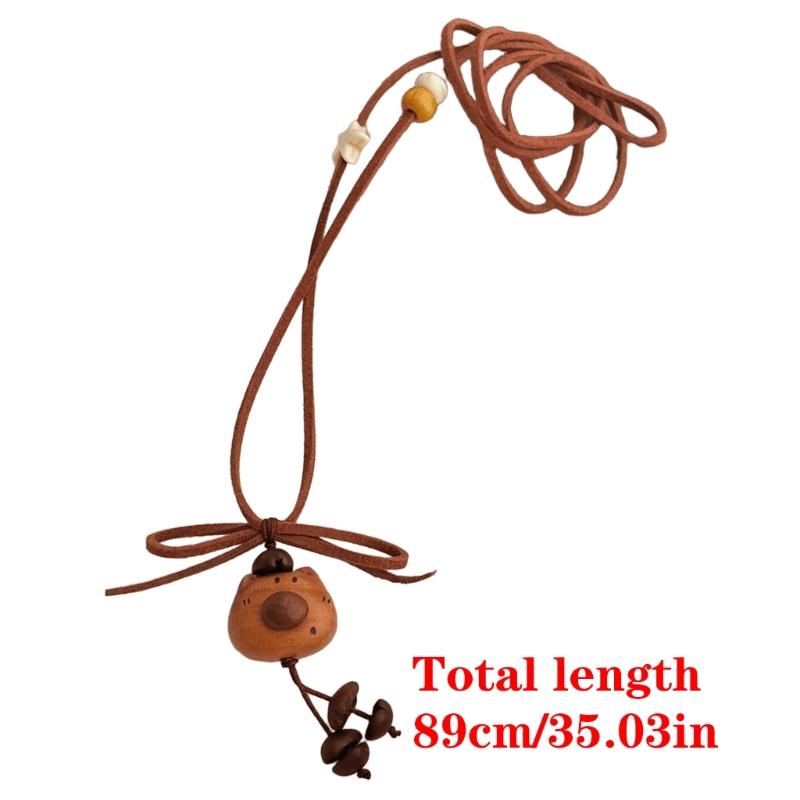 Einzigartiger Zugband Kaffeebohnen-Bären-Anhänger an verstellbarer Halskette im Retro-Stil