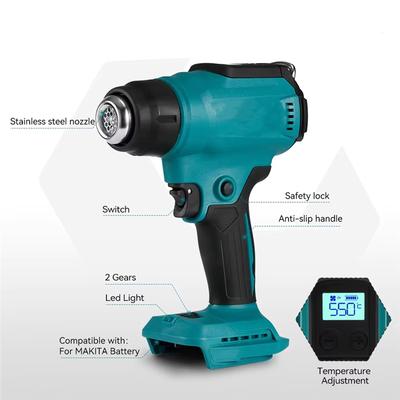AD23-Cordless Hot Air Tool For  18V 20V BL1830 Battery 350W Rated 990°F Hot Air Tool Kit With LED Display