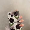 Black Tulip Soft Silicone Glitter Case For Iphone 14 13 12 11 Pro Max Xs Xr X 7 8 14 Plus Shockproof Back Cover Capa