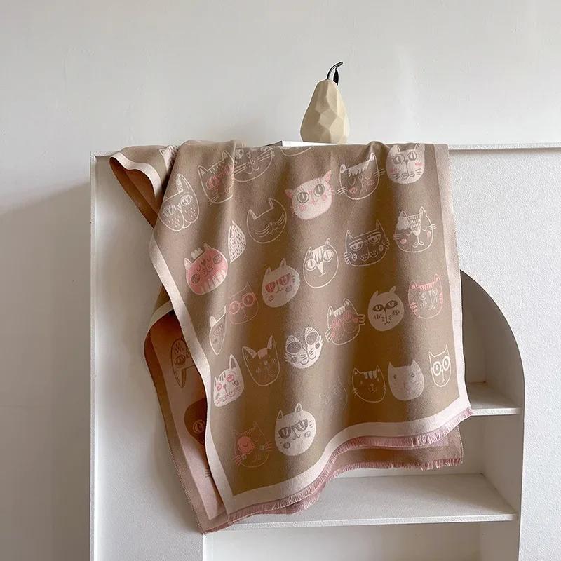 180*65 Thick Warm Winter Scarf Design Print Women Cashmere Pashmina Shawl Lady Wrap Scarves Knitted Men Foulard Blanket