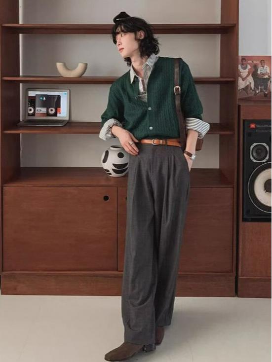 Cardigan Trendy da Uomo in Maglia a Treccia Stile Coreano - Design Versatile per Primavera e Autunno Maglione Casual di Alta Gamma.
