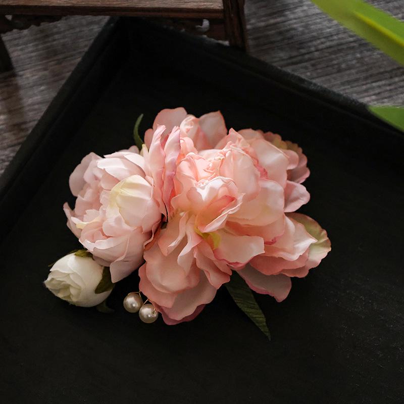 Винтажная шелковая пионовая заколка для волос, элегантный аксессуар для головного убора в стиле ханьфу