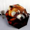 Red Panda and Rose pattern, automatic folding umbrella, portable and foldable design, 8 ribs, a Christmas or birthday gift.