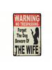 No Trespassing Beware Of The Wife Vintage Metal Wall Art Garage Decor Sign