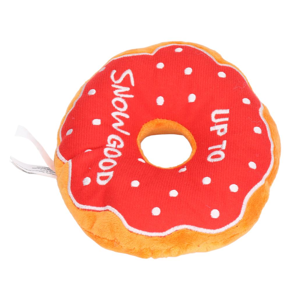 Pet Donut Toy Plush Bite Resistant Teeth Grinding Christmas Pattern Dog Squeaky Toy for Puppy Cat