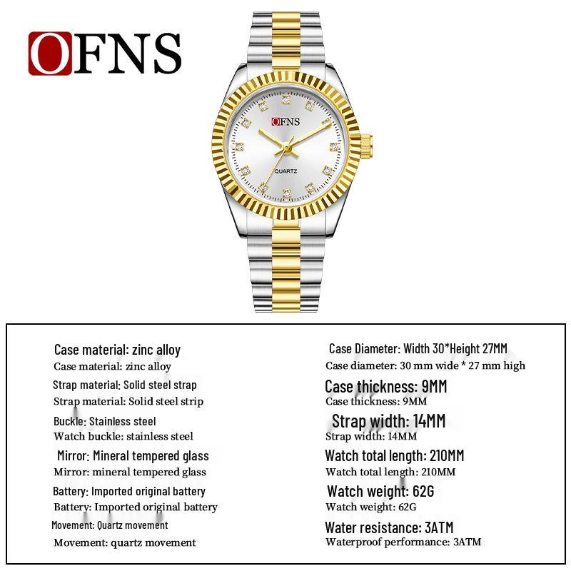 Oufanni Women's Luminous Quartz Waterproof Watch with Steel Band